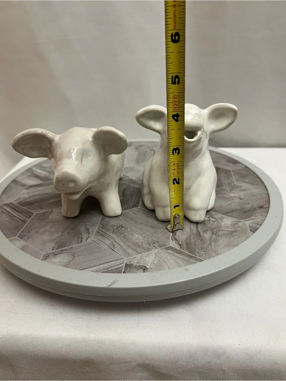 Pottery Barn White Ceramic Cow Creamer Sugar Bowl Set Farmhouse Kitchen Decor